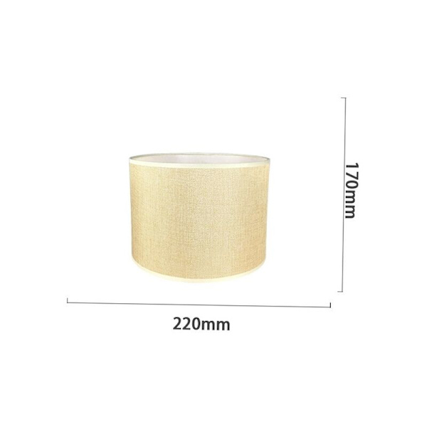 Cylinderformad lampskärm handgjord linnetyg lampskärm för bordslampa hängande lampa golvlampa (Beige, diameter 22cm x höjd 17cm)