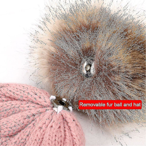 Poikien ja tyttöjen pom pom -hattu, lämmin vauvan ja taaperon lasten hattu, irrotettavat pom pomit, neulottu
