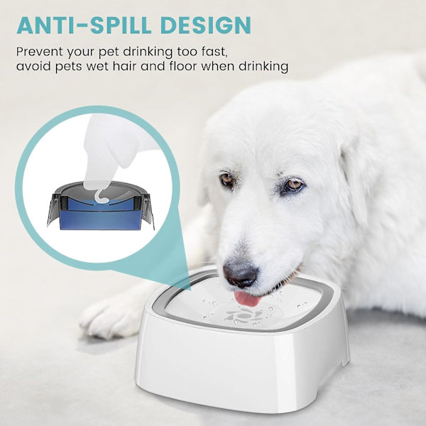 Hunde Vandskål, Anti-Splash Vandskål No-Spill Anti-Overflow Hunde Vandskål Anti-Drop Flydende Skål til Hjem Rejse Køretøj 1L