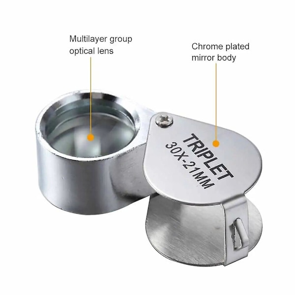 10x-30x smycken diamant smycken lupp förstoringsglas verktyg ögonförstoringsglas förstoringsglas utrustning triplet juvelerare ögonglas (Silver 20x)