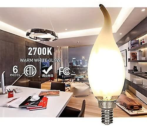 6 st E14 4W LED-glödlampor, flamformade 4x4x13 cm