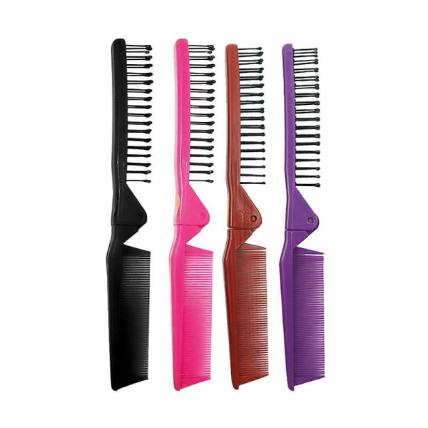 Sammenleggbar hårkam Plast med dobbelthodet hårbørste og tenner hårkam bærbar hårbørste for reiser (8 stk)