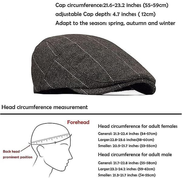 Flat Cap Beret Flat Cap For Men Women, Newsboy Cap Golf Hat（Grå）
