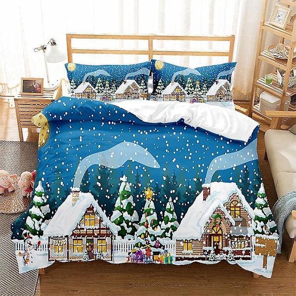 Jul Quilt Set Jul Sängkläder Quilt Sängkläder Semester Xmas Heminredning Lätt Quilt Överkast Med 2 Kuddfodral（Som visas）