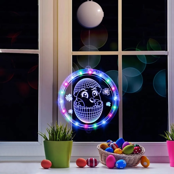 Påskhare Ägg Hängande LED Fönsterljus, Sugkopp Batteridriven Dekoration #3
