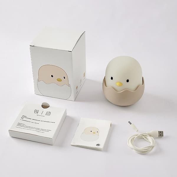 Led Barnrumsnattlampa Kyckling Silikon Touch Usb Sensing Light（Kall vit)