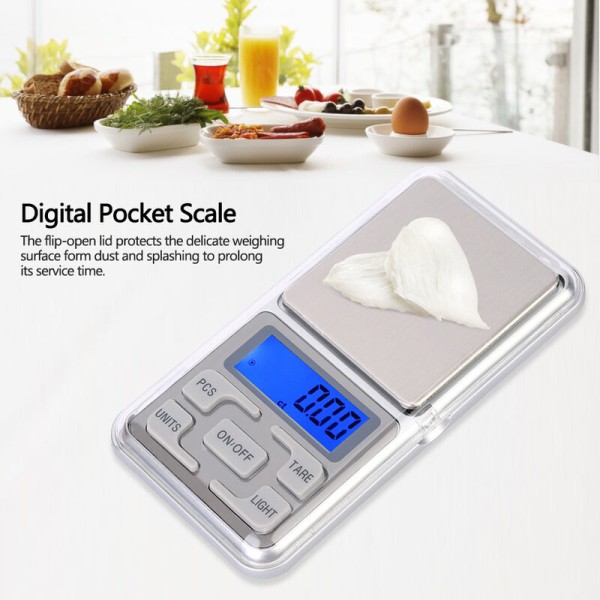 0,01 g Hög precision Bärbar Mini Digital Fickvåg med Bakgrundsbelysning Elektronisk Matvåg (500 g)