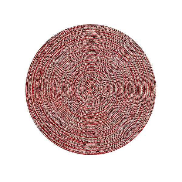 35cm Round Placemats Weave Table Mats Anti-skid Heat-resistant Placemats (Red)（35.00X35.00X0.10CM，Red）