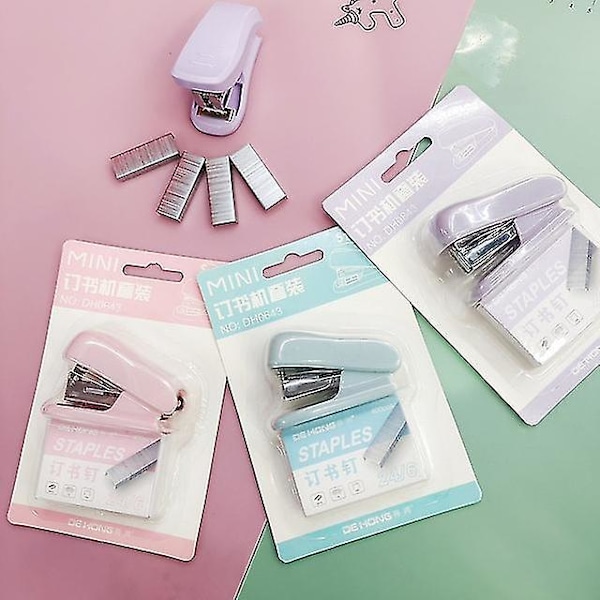 1 st minihäftapparat set häftklamrar papper bindemedel kontorsmaterial bindningsverktyg skolmaterial kawaii-material| | -