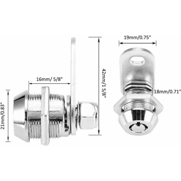 Rörformigt kamlås med 17 mm cylinder och kromfinish 2 knapptryck kamskåpslås Admiral Lock för RV-skåpslåda