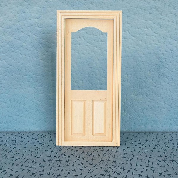 Miniatyr simulerad trä DIY dörr möbler för 1:12 dockhus tillbehör