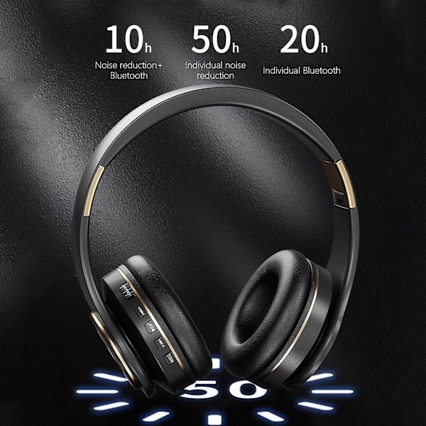 Bluetooth-langattomat stereokuulokkeet korvan päälle, älykäs melunvaimennus, 60 tunnin työaika, subwoofer, taittuva (A)