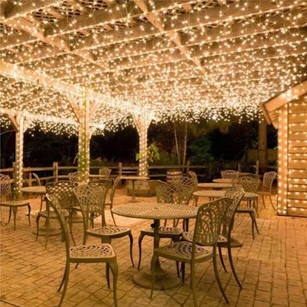 100m 800 LED-ljus Fe-ljus Fiesta Utomhus Bröllop Trädgård Inomhusljus Varm Vit Plug-in Fjärrkontroll