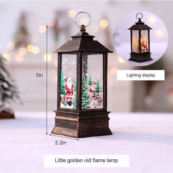Vintage Nol Led-lykta med jultomte Snögubbe Snögubbe Upphängningslampa Kompatibel med Jul Hemma Fest Dekoration Bord
