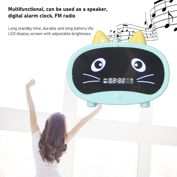 Multifunktionel trådløs vækkeur Bluetooth-højttaler (grøn)