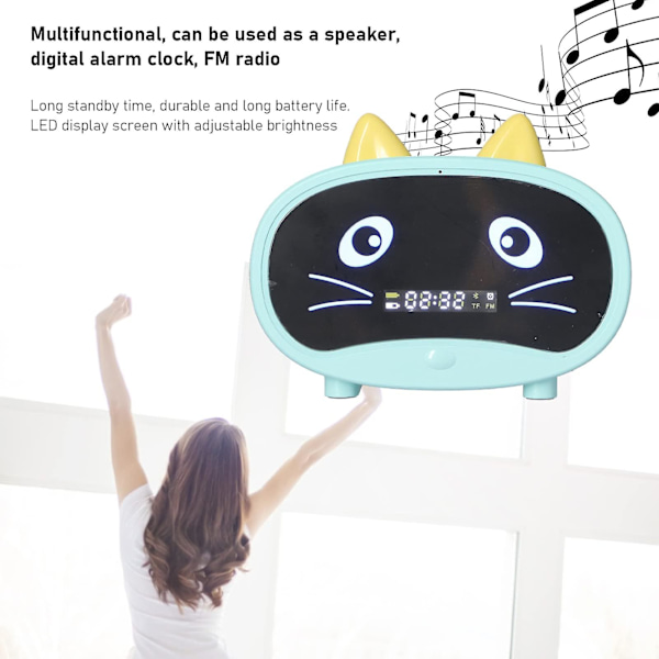 Multifunktionell trådlös väckarklocka Bluetooth-högtalare (grön)