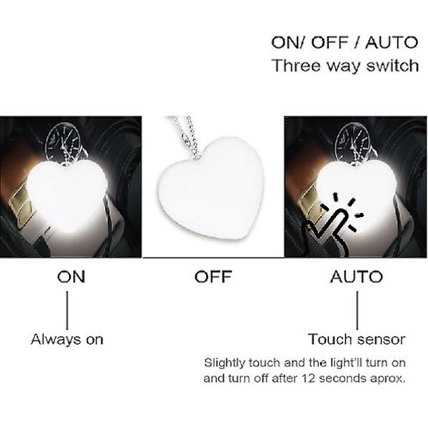 Punge lys sensor håndtaske LED lys hjerteform pung lys (1 stk, hvid)