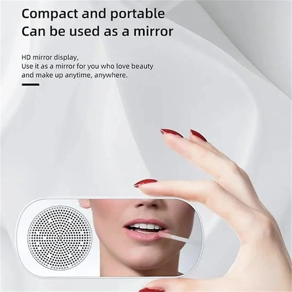 Ny skrivbordshögtalarklocka Bluetooth-högtalare Fm-radio väckarklocka Hifi-ljud Hd-spegelskärm Stödjer Tf-kort Hem bredvid klocka（Svart)
