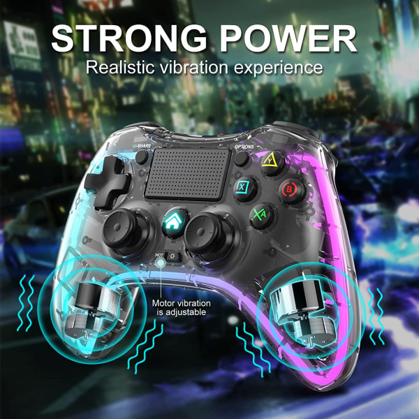 PS4-kontroll med 8 färger justerbar LED-belysningsfjärrkontroll