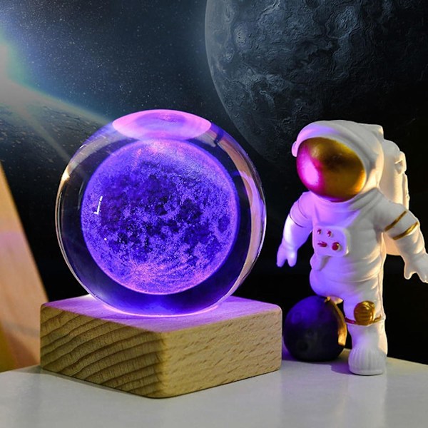 Kristallkulanattlampa, kreativ nattscen astronomi 3d lysande nattlampa, 3d planet nattlampa kullamp