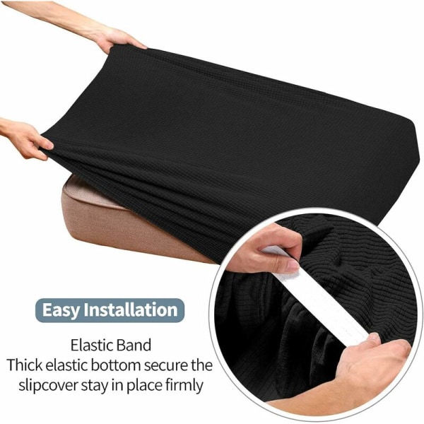 Stretchig sofföverdrag, Jacquard soffkudde, sofföverdrag, sofföverdrag, dammskydd möbelöverdrag (3-sits, mörkgrå)