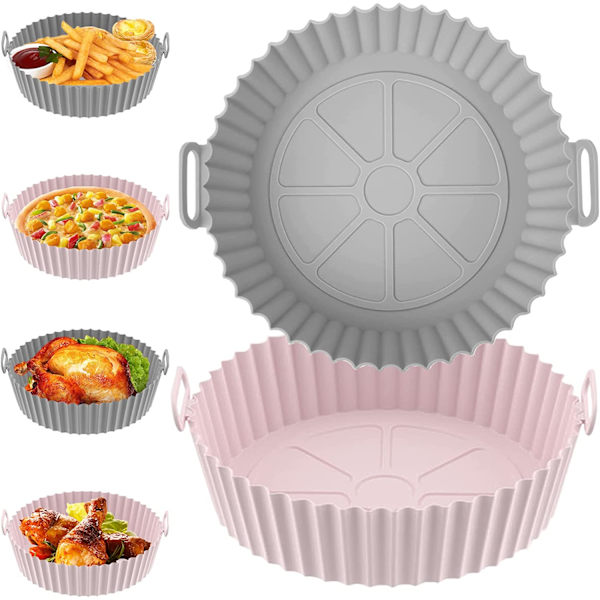 2 st runda återanvändbara airfryer-liners, non-stick bakformar