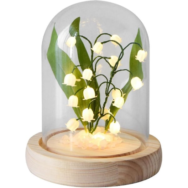 Blomsterlys, Lily Of The Valley batteridrevet LED dekorative blomster natlys kuppel, varmt lys