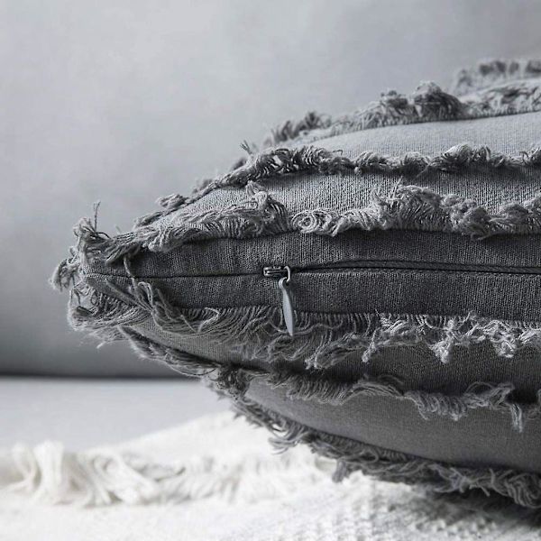 Pudebetræk Udendørs Skal Pudebetræk 45x45 Cm Pels Dekorativt Pudebetræk Med Lynlås Bogstav Til Sofa Værelse Børn, Hør Grå(g)（Som vist，G）