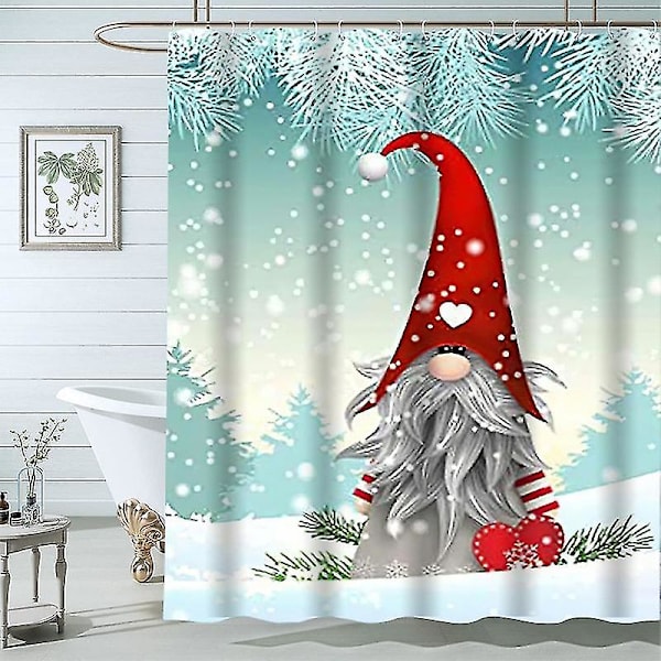 180cm x 181cm, Julegardin, Vinter Sne Sæson Julemand, Stof Badeværelse Dekor Sæt wi