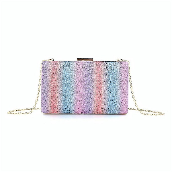 Naisten iltalaukku Clutch-laukku sateenkaaren glitter-paljetit illallinen olkalaukku käsilaukku (vaalea väri)