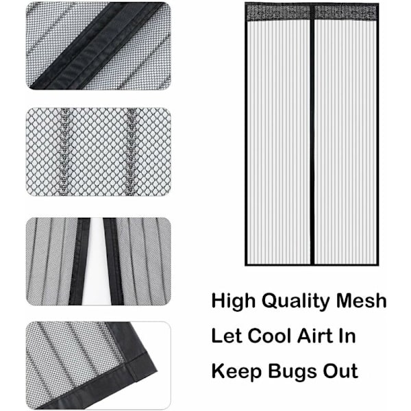 Myggnät dörr magnetisk självhäftande remsa myggnät anpassad dörr myggdörr gardin anti mygg hall dörr uteplats brun 90*220cm