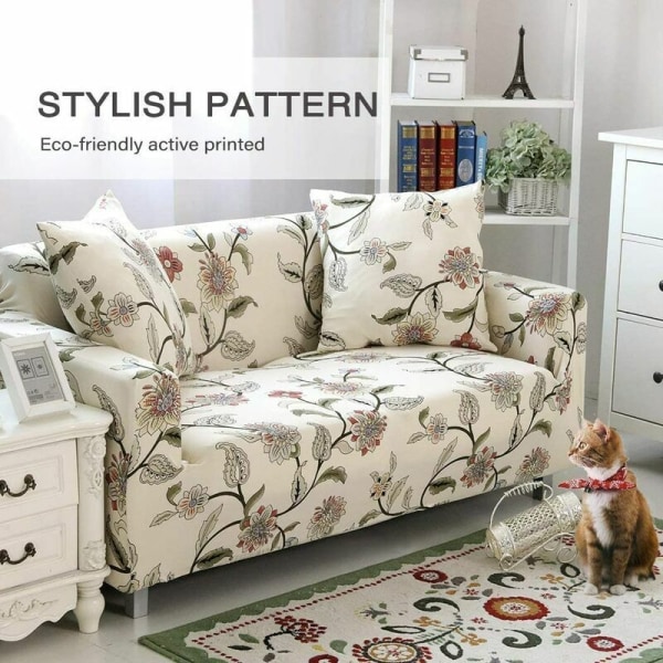 Soffaöverdrag Stretch Soffaöverdrag Soffa Skydd med 1 örngott (2 Sits Blommig), 145-185cm