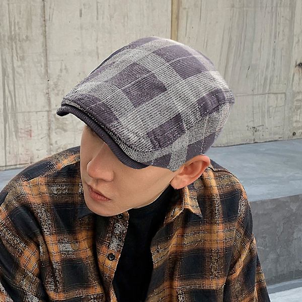 Newsboy Cap Retro Ternet Tyk Blød Åndbar Hold Varmt Komfortabel Efterår Vinter Mænd Baret Flad Hat Til Jagt（Sort）