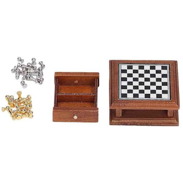 Miniature Chess Set 1:12 Doll House Exquisite Mini Chess Set Home Decoration Gift