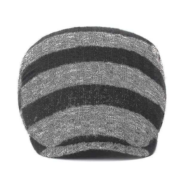 -Høst Vinter Ull Beret Herre Varm Lue Dame Stripete Flat Cap Hat