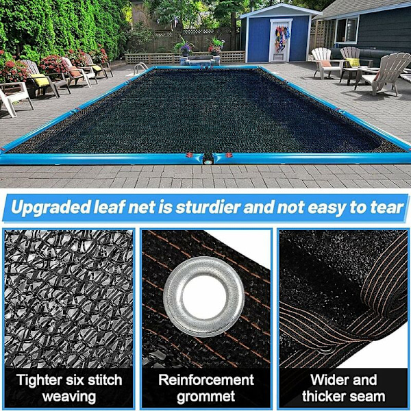 Bladnätsskydd för rektangulär pool Ovan mark Poolskyddsskydd Blockerar fallna löv och skräp Utomhus 3x4m (10x13ft)