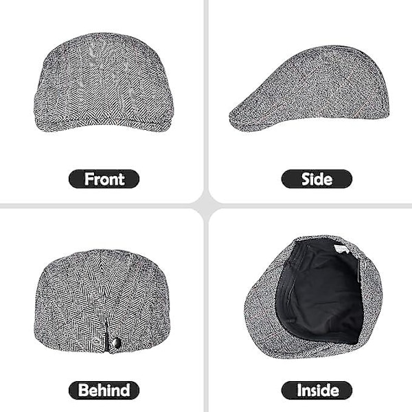 Fladskærm Beret Fladskærm Til Mænd Kvinder, Newsboy Cap Golf Hat（Grå）