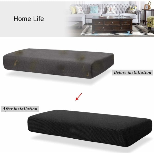 Stretchig soffkuddefodral soffkudde möbelskydd soffskydd för soffa enkelsits kuddfodral för stol (1 sits, svart)