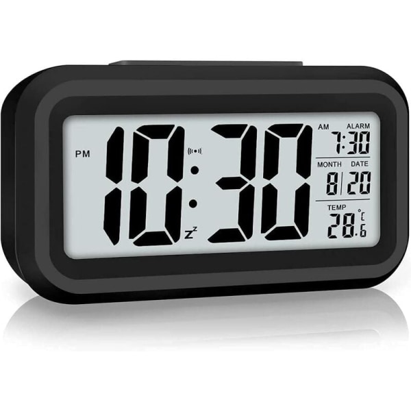 Digital väckarklocka LED Digital klocka med temperaturvisning Bärbar spegelväckarklocka med 2 larm Batteridriven ljusstyrningskontroll