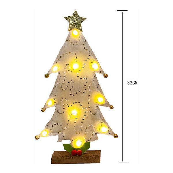 Julgran med ljusslinga Juldekorationer, minijulgran bord med julklappar, gröna juldekorationer