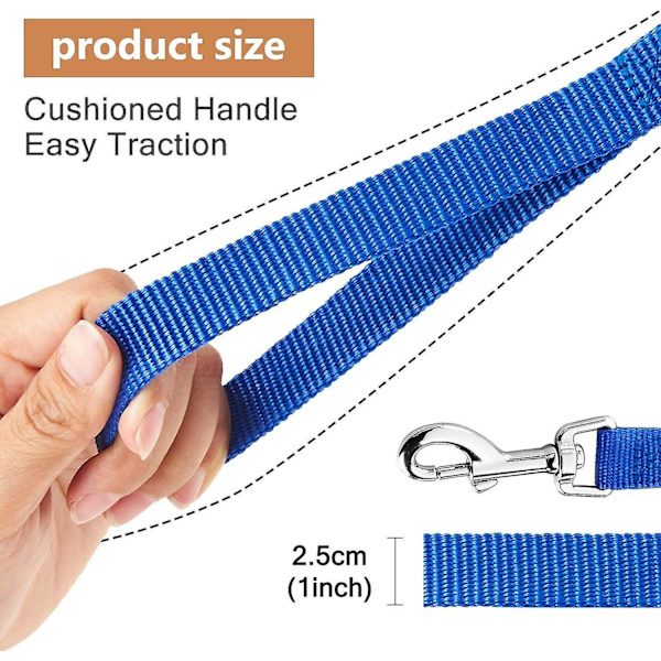 Hundetreningsbånd (1,8 m blå) Lang nylon håndfri stropp for hunder Katter Kjæledyr Gå tur Binde ned Jogging