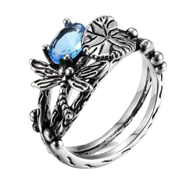 Sudenkorentoja ja lootusrengas, Vintage Thai Silver Inlaid Ring