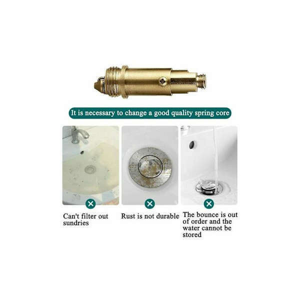 CRUEL Diskho Pop Up Fjäderbult Mässing Fjäderplugg Mässing Passar De Flesta Diskho Badkar Bassängavloppsplugg Intern Fjäderbult 3-pack