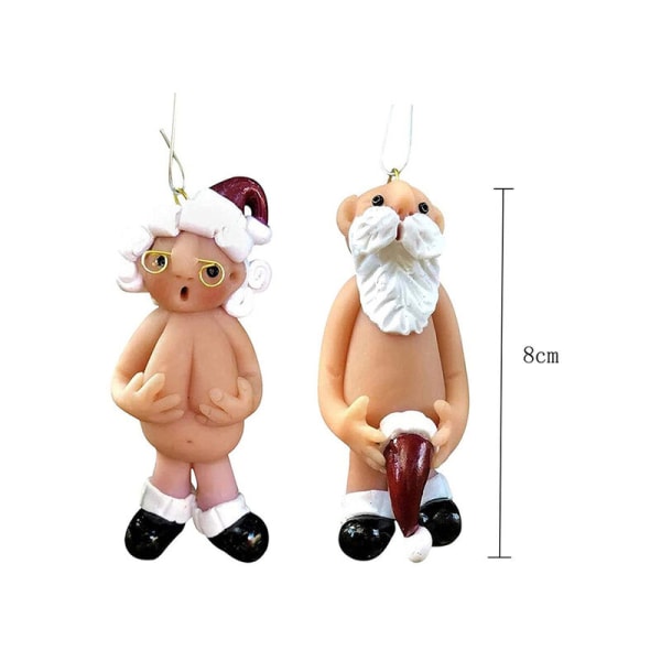 2 st Harts Roliga naken jultomtehängen jul man och kvinna jultomte julgransdekoration 2022 nyårsfestdekoration (8 cm)
