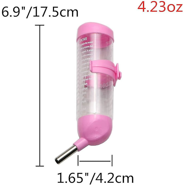 Piao 3 i 1 Hamster Hängande Vattenflaska Husdjur Automatisk Dispenser Med Bas För Dvärghamster Mus Råtta Igelkott 125ML Rosa