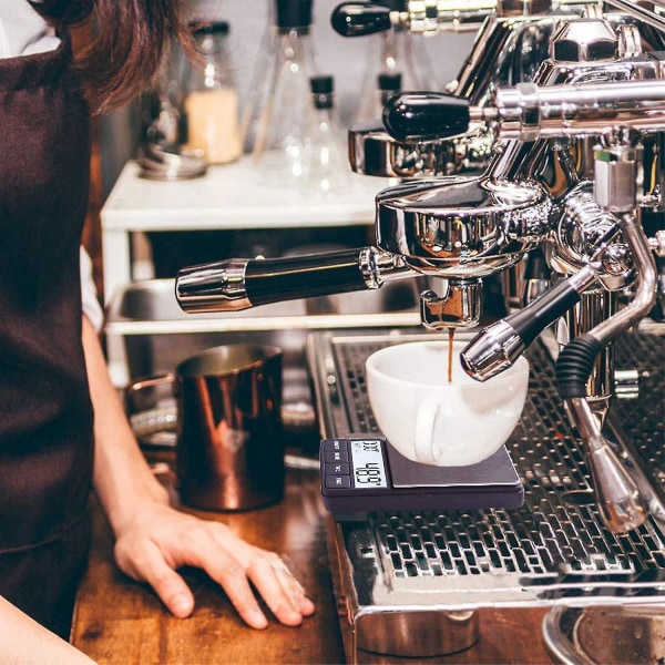 Espressovekt med timer 1000g x 0,1g Liten og tynn reisekaffev vekt, Mini digital vekt gram a SXXJ