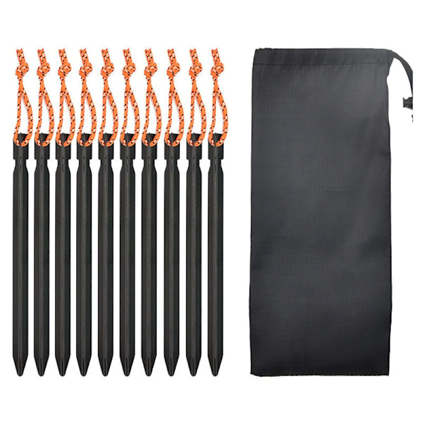 Utomhustält Markis Markspikar Aluminiumlegering Tygväska Set Camping Camping Tre Fetsvärd Tältpinnar med Rep 18cm 12st