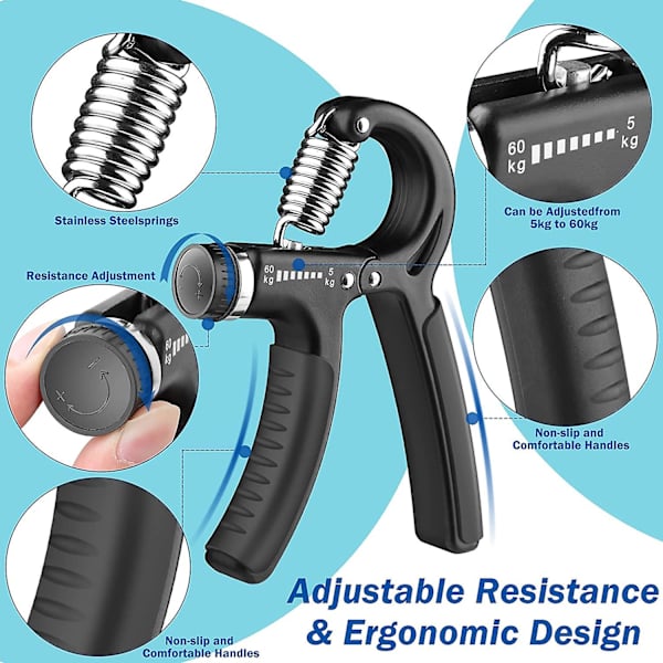 Dww-4stk Håndgrebsstyrker, Appareil De Renforcement Du Grip Med Justerbar Modstand 5-60kg