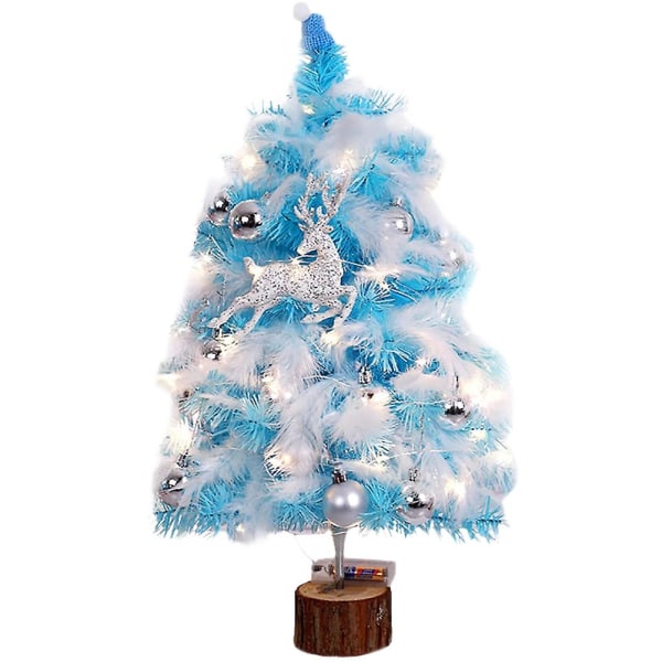 Bordsskiva mini julgran konstgjord fjäder julgran Desktop Xmas Tree (blå)