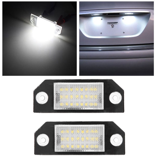 2 st 24 LED-lampor Nummerplåt LED-lampa för Ford C MAX Focus MK2